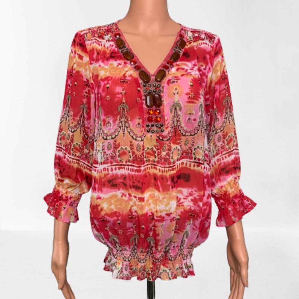 Anthropologie Marc Bouwer Embellished Boho Top